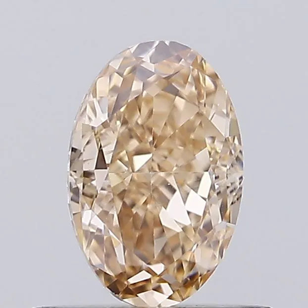 0.55ct Oval Lab Grown Diamond (Colour Fancy Light Brown, Clarity VVS2, IGI Certified)