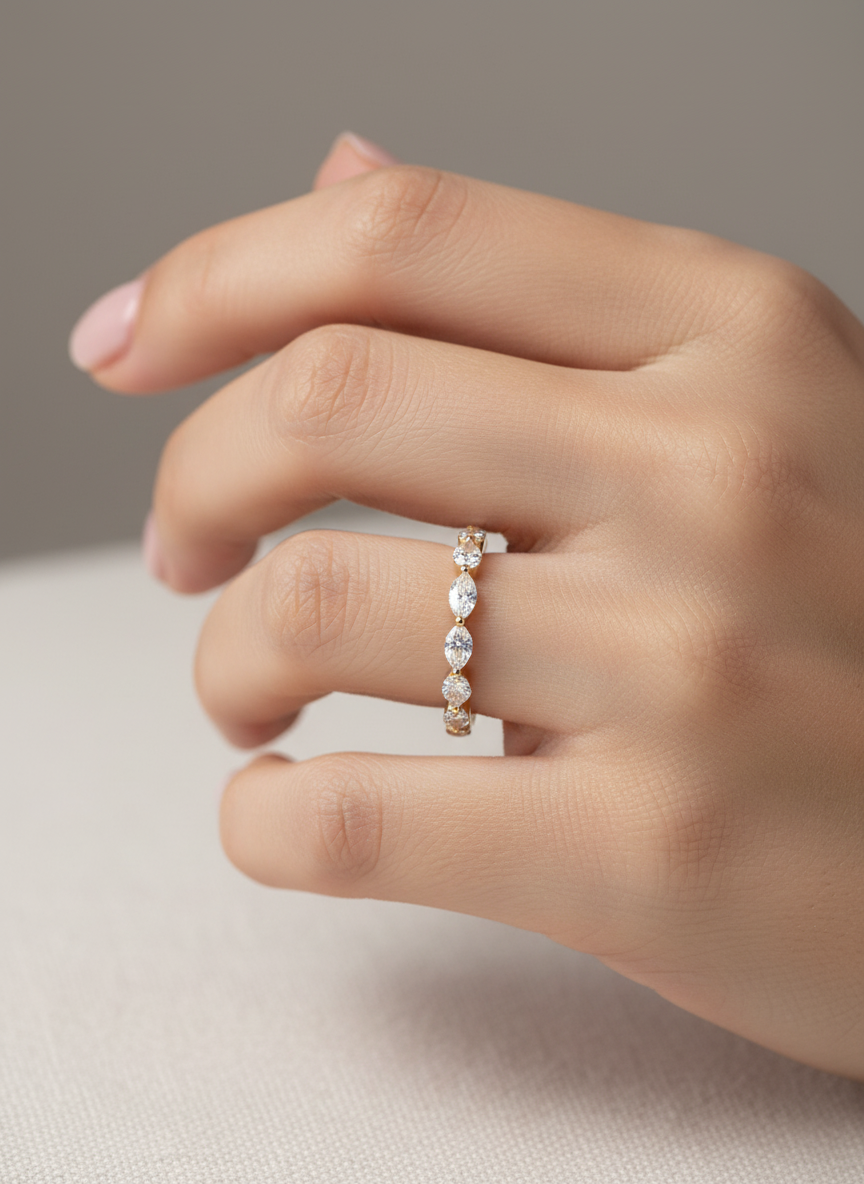 Marquis and Round Duo Ring