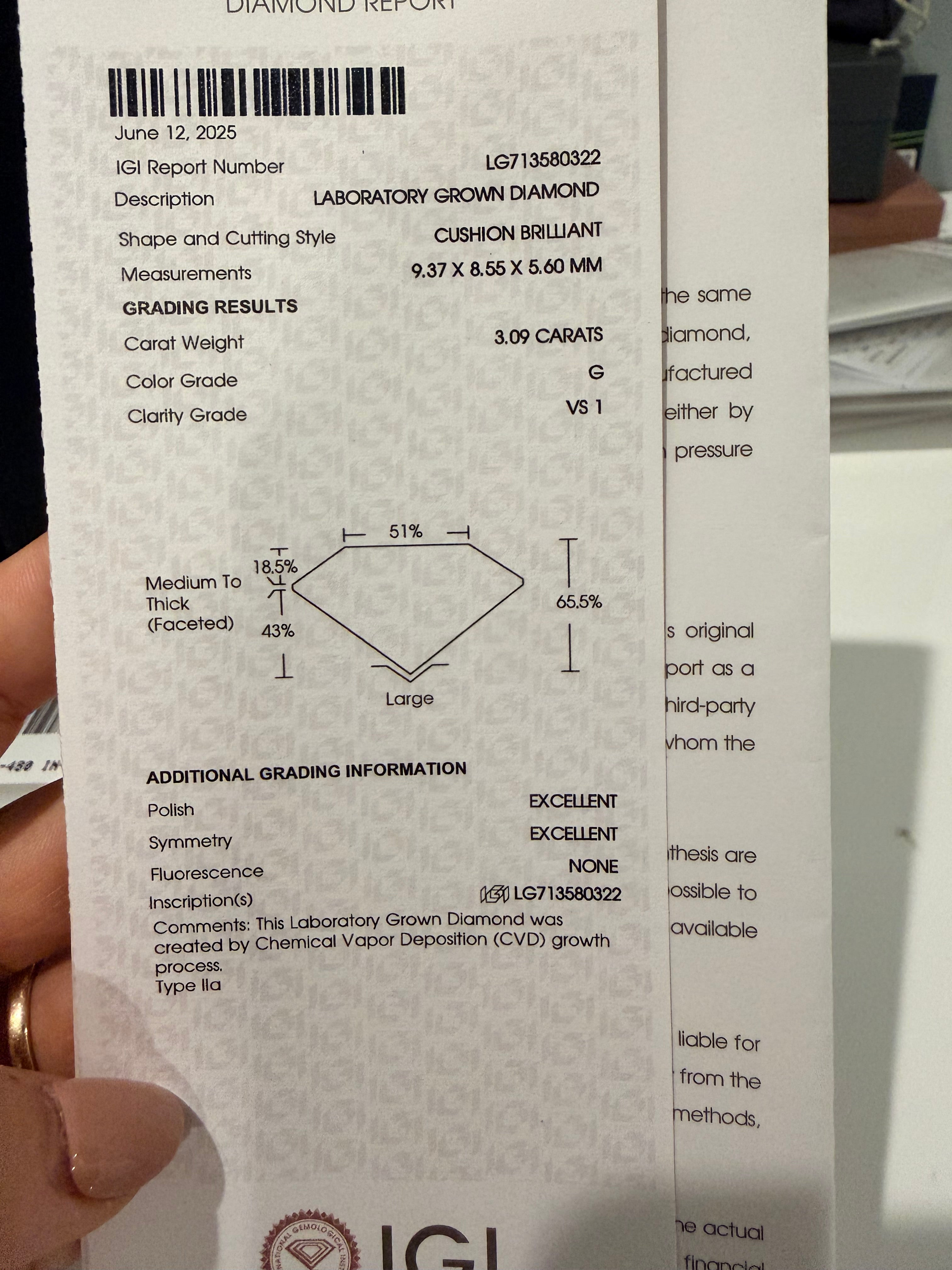 3.09 ctw Old Mine Labgrown Diamond