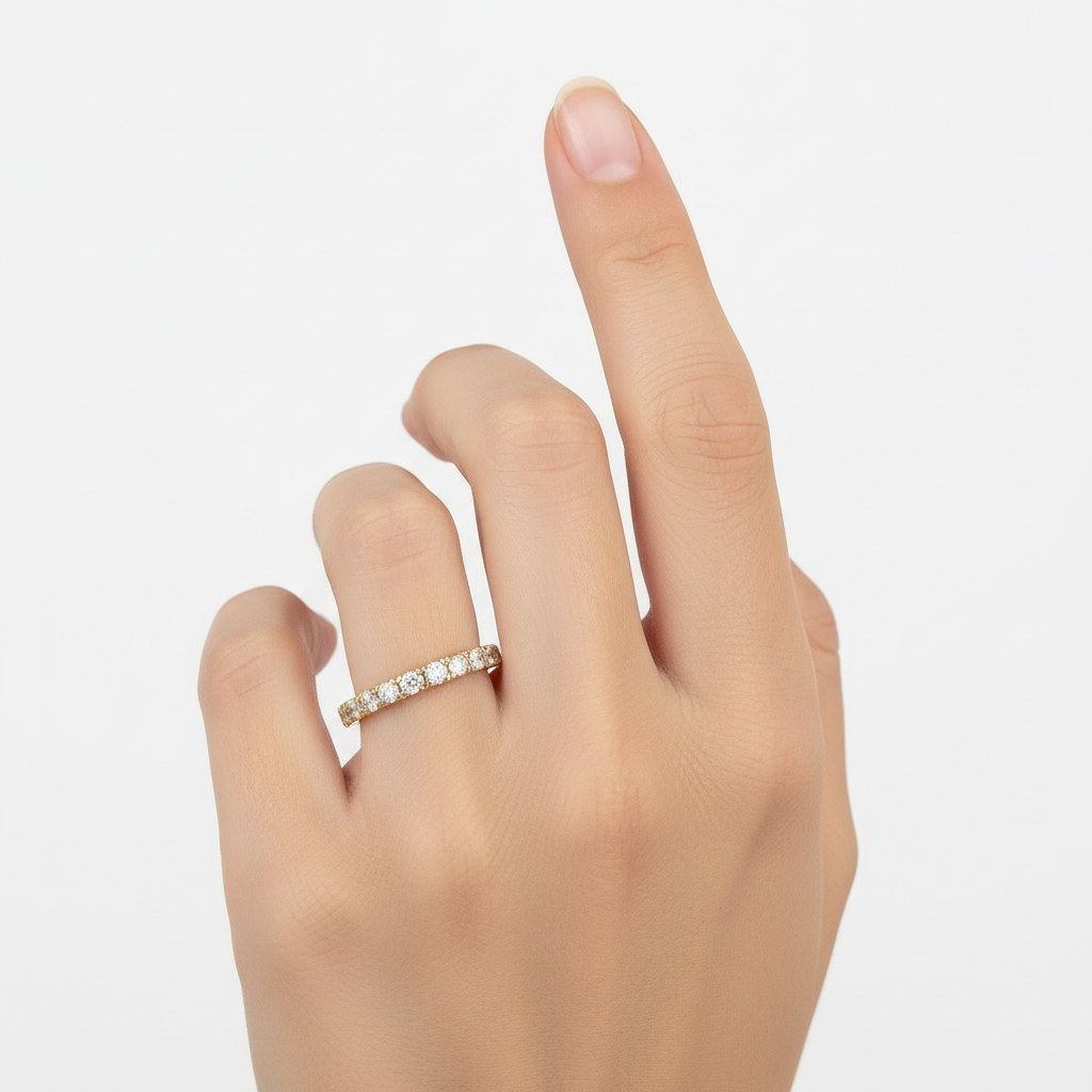 The Petite Pave Eternity Band