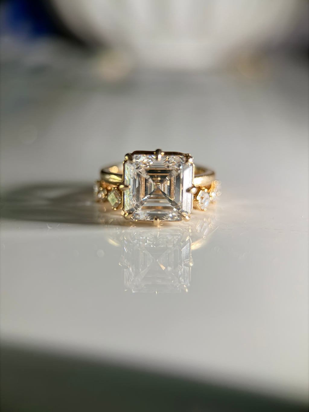 Georgian Bezel Set Engagement Ring || Pave Prongs
