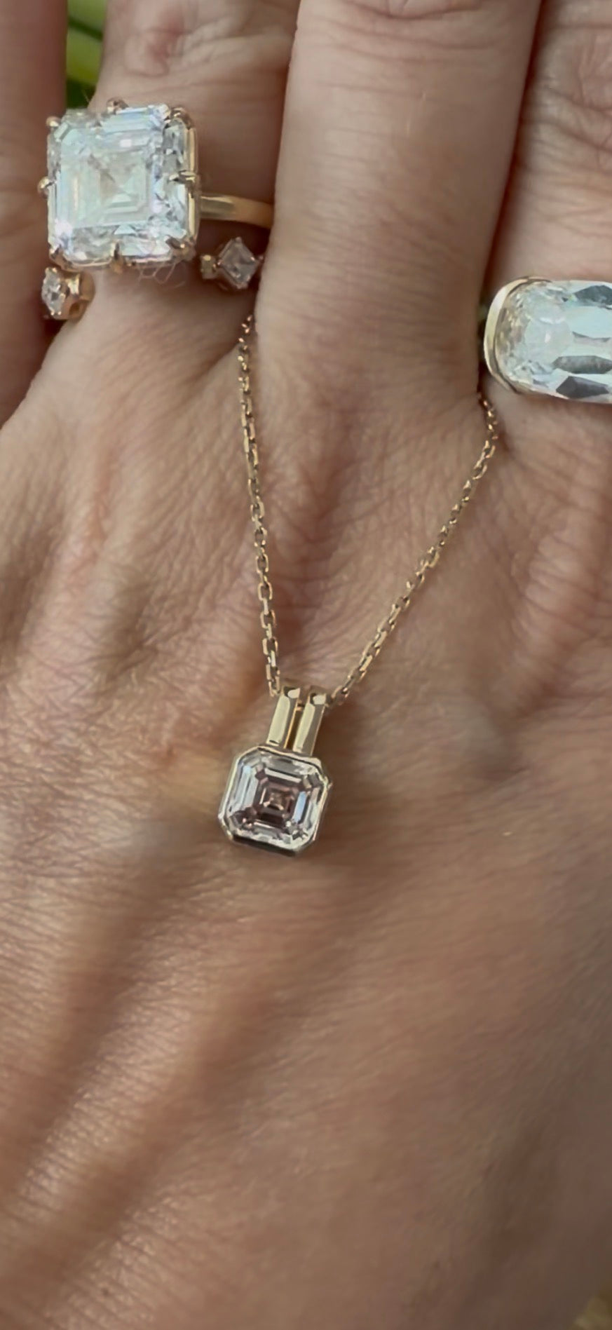 Pink Labgrown Asscher Double Bail Pendant