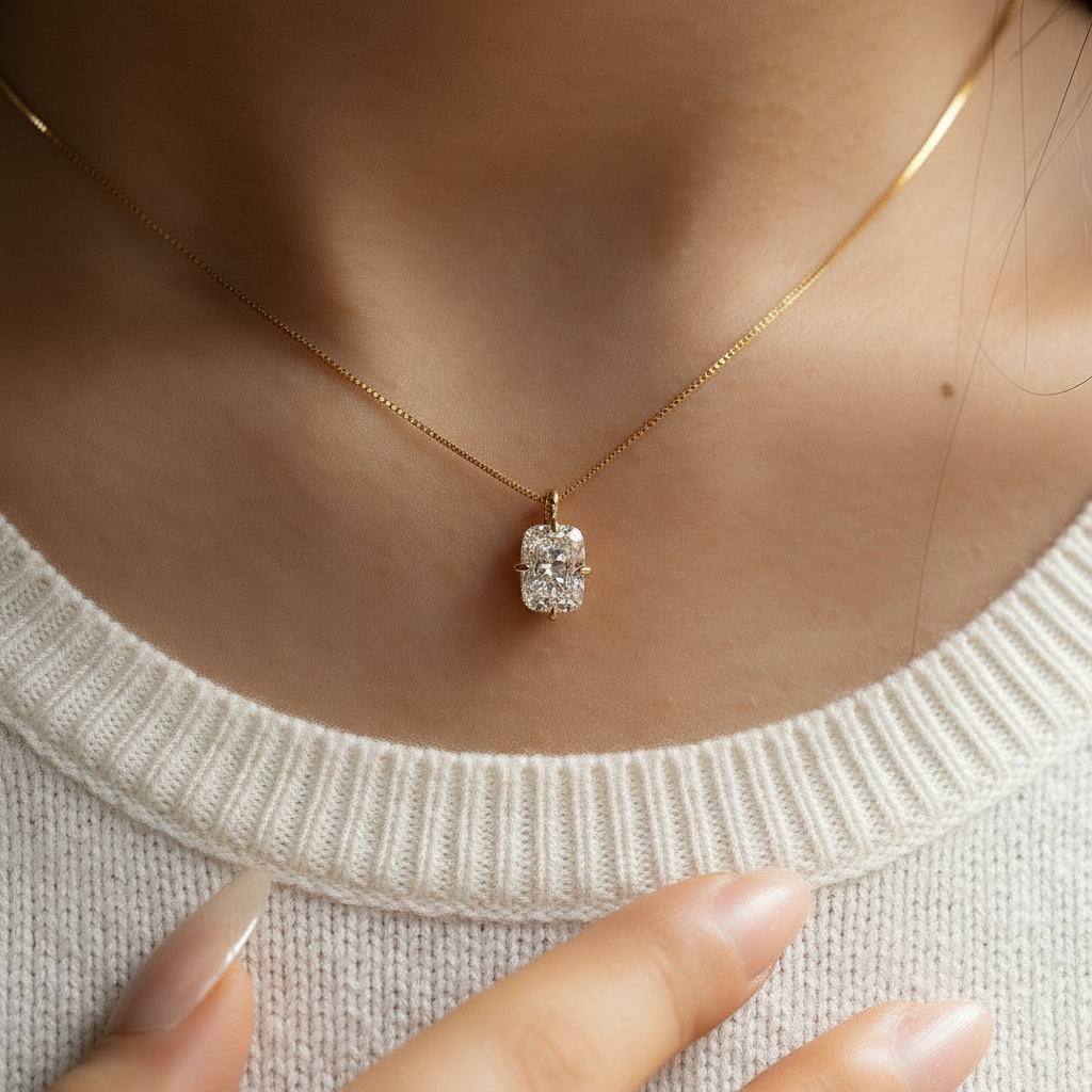 Cushion Compass Labgrown Diamond Necklace