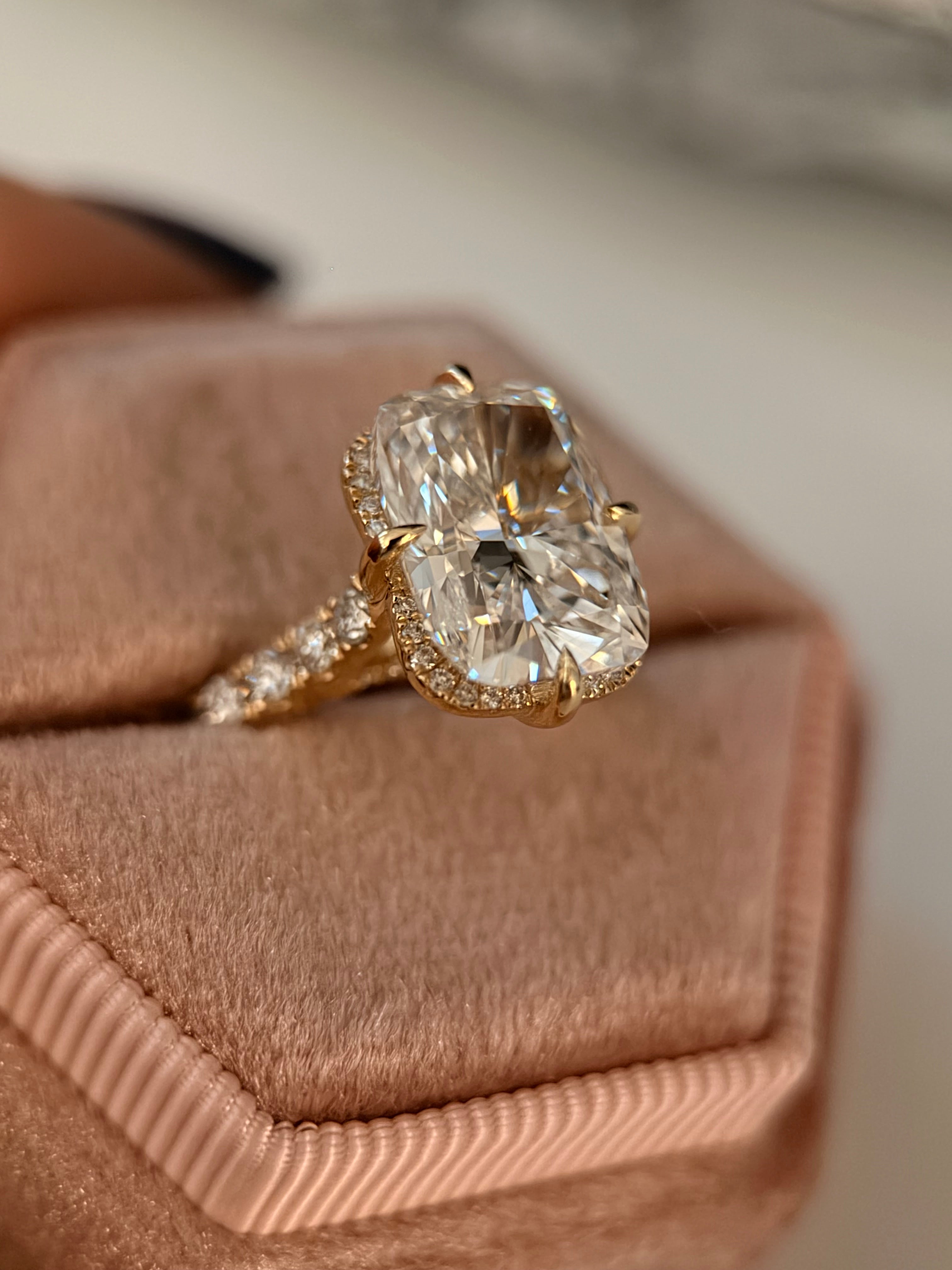 5.6 CTW Elongated Cushion Labgrown Diamond Engagement Ring