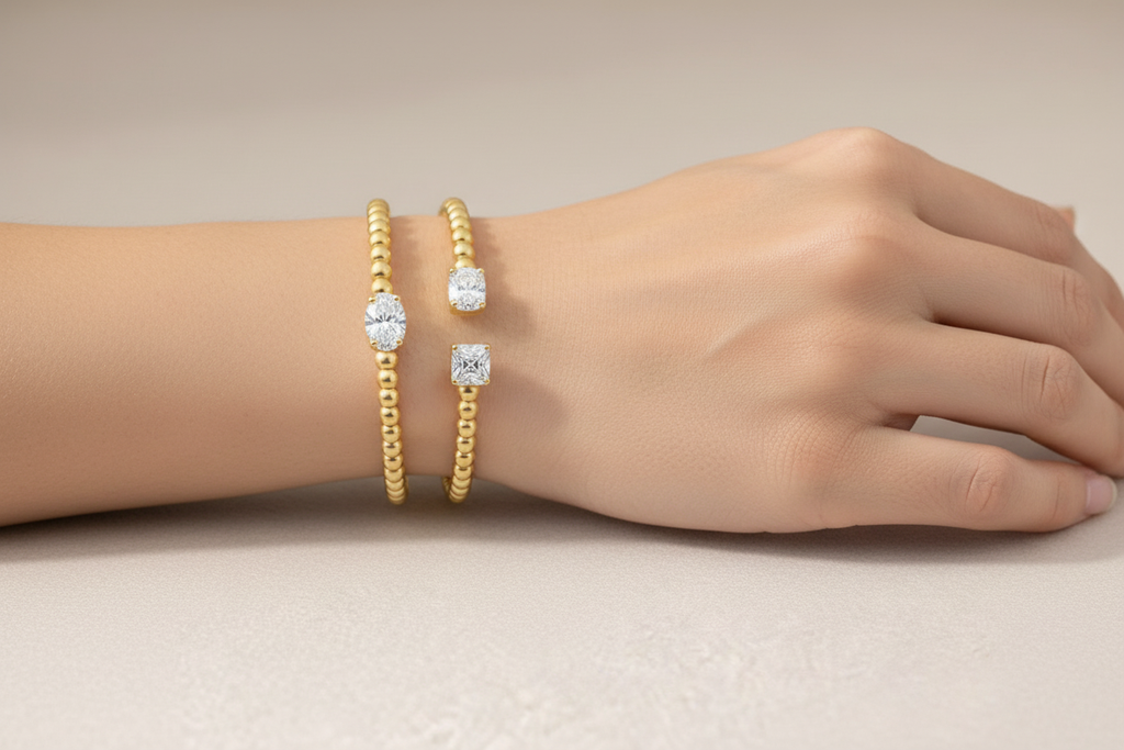 Bubble Bangle || Labgrown Diamond or Gemstone