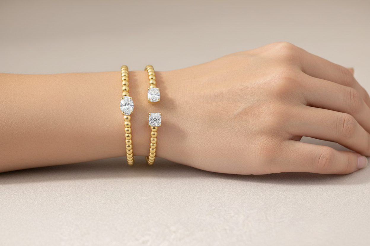 Bubble Bangle || Labgrown Diamond or Gemstone
