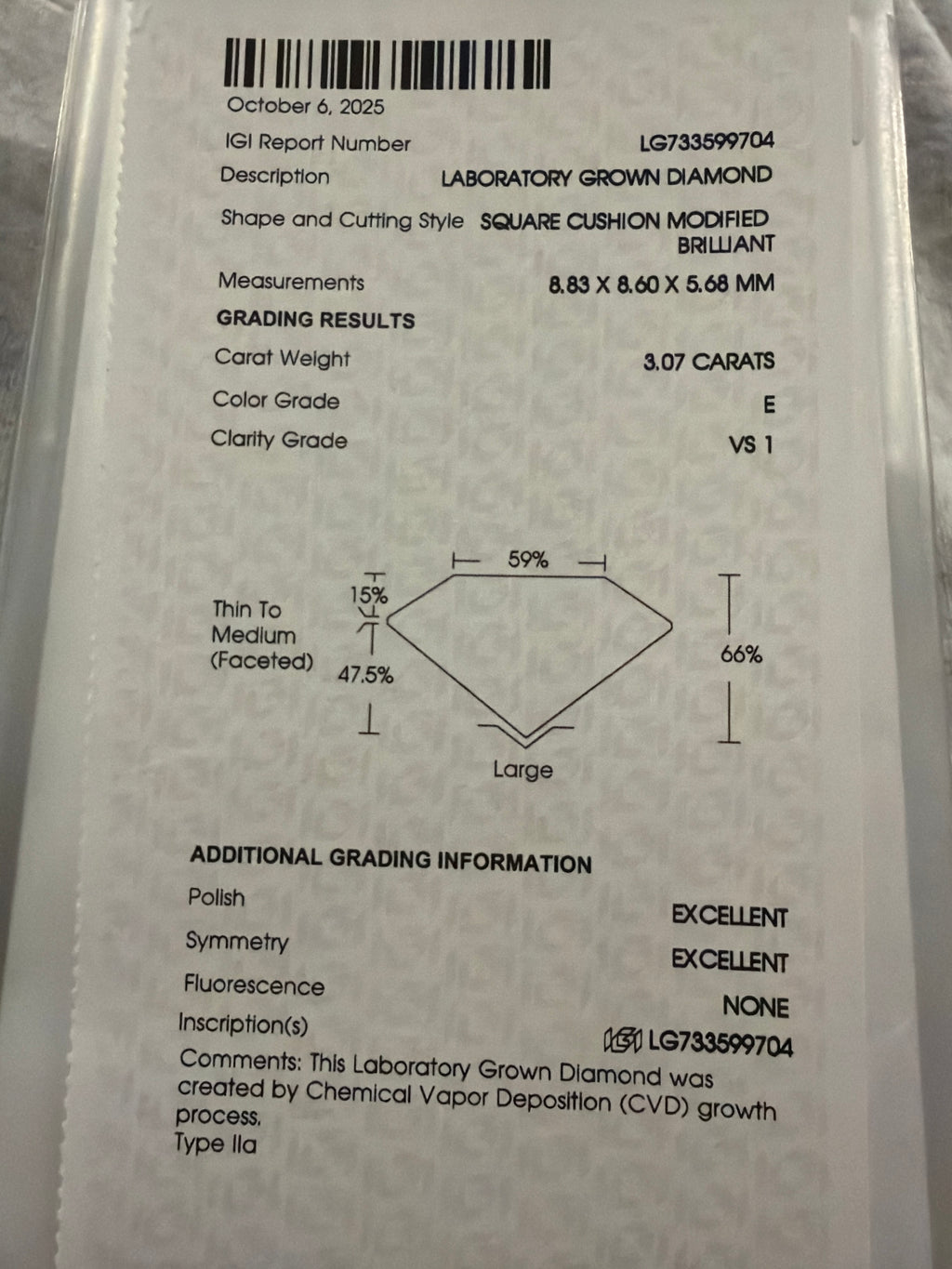 3.07 Ctw Modified Cushion