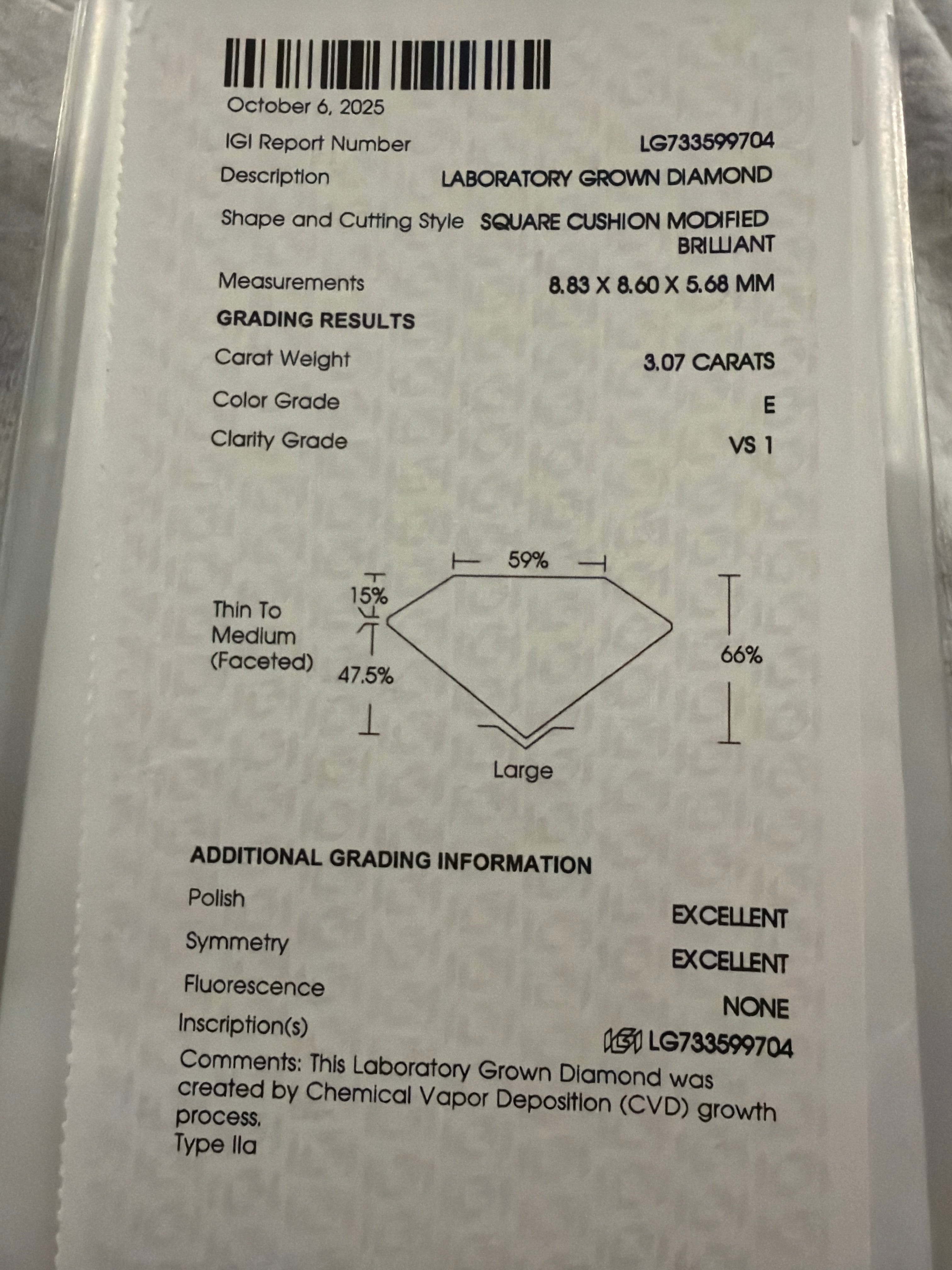 3.07 Ctw Modified Cushion