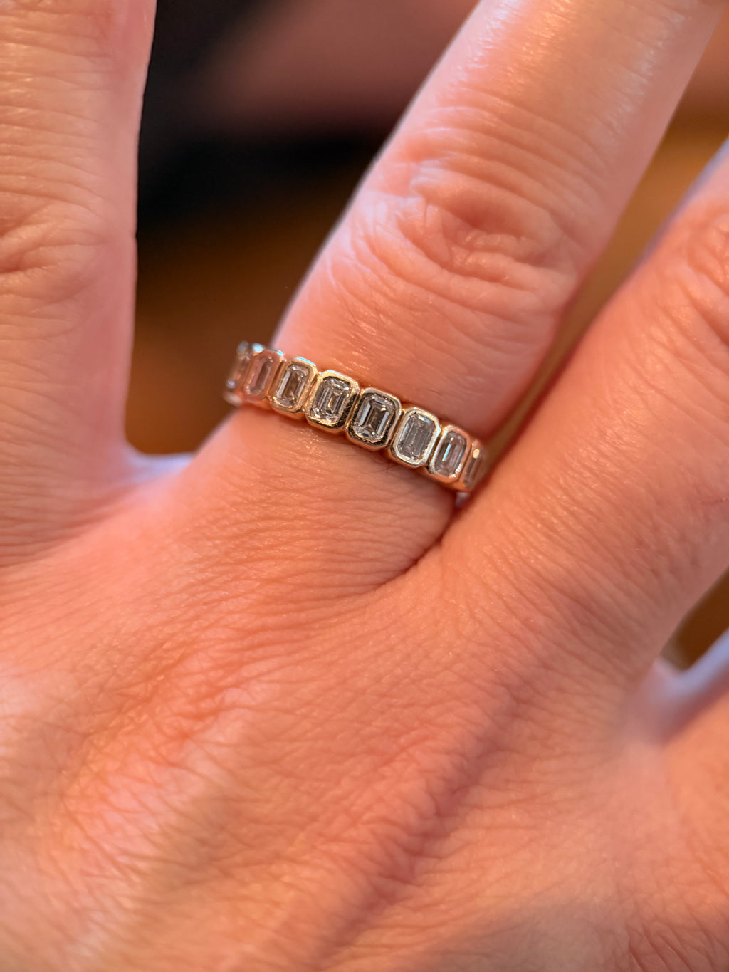 Emerald Bezel Labgrown Diamond Band