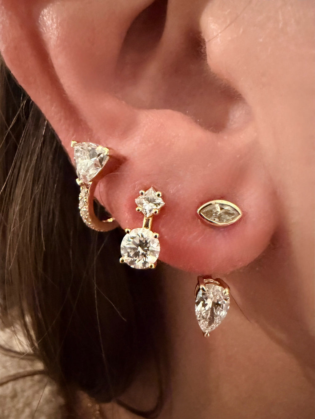Trillion Pave Huggies|| Labgrown Diamonds