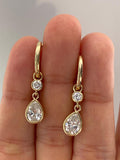 Convertible Pear & Round Diamond Hoop Earrings | 10K Yellow Gold