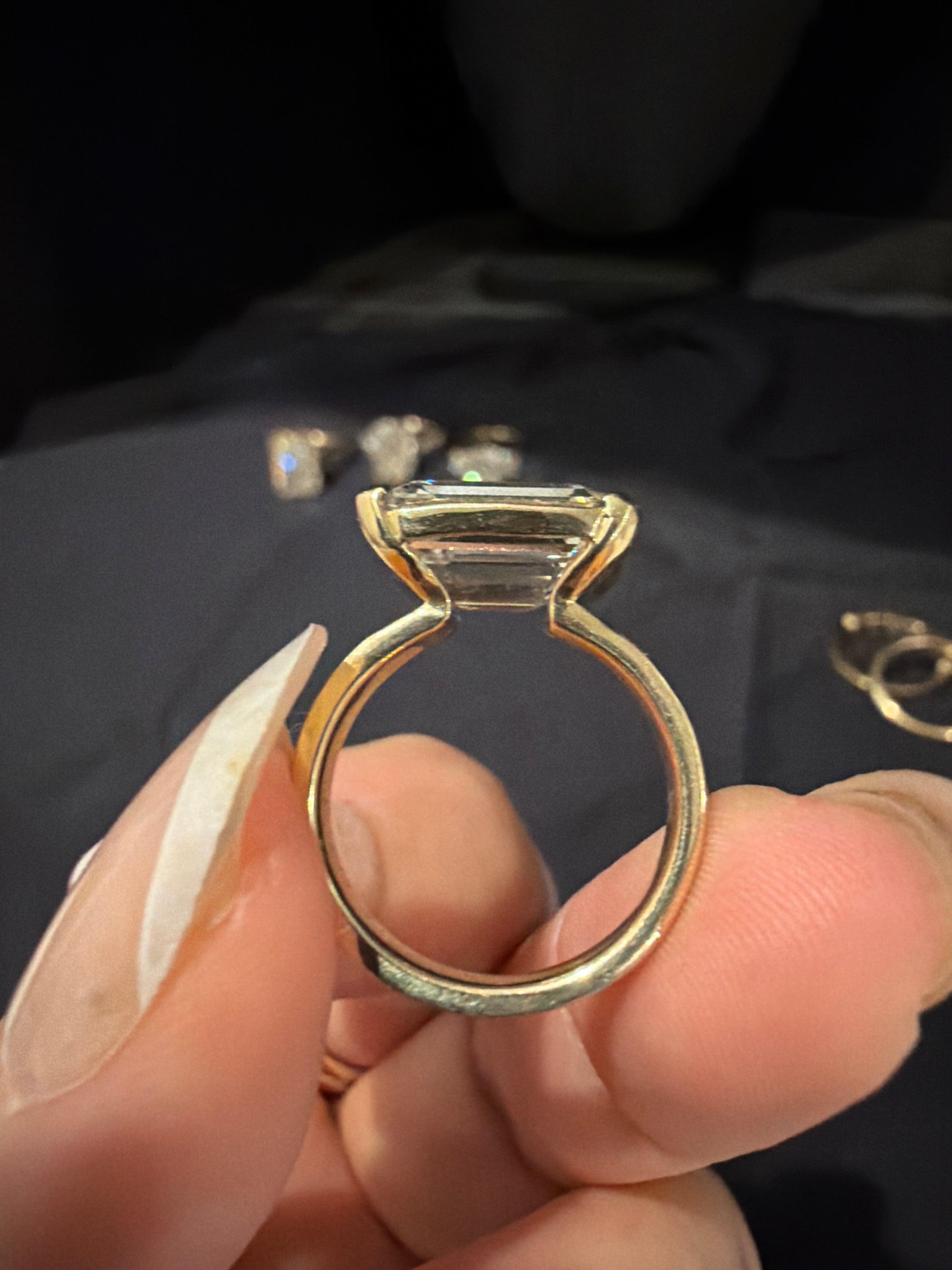 5ctw East West Emerald Cut Labgrown Diamond Engagement Ring || Igi certified