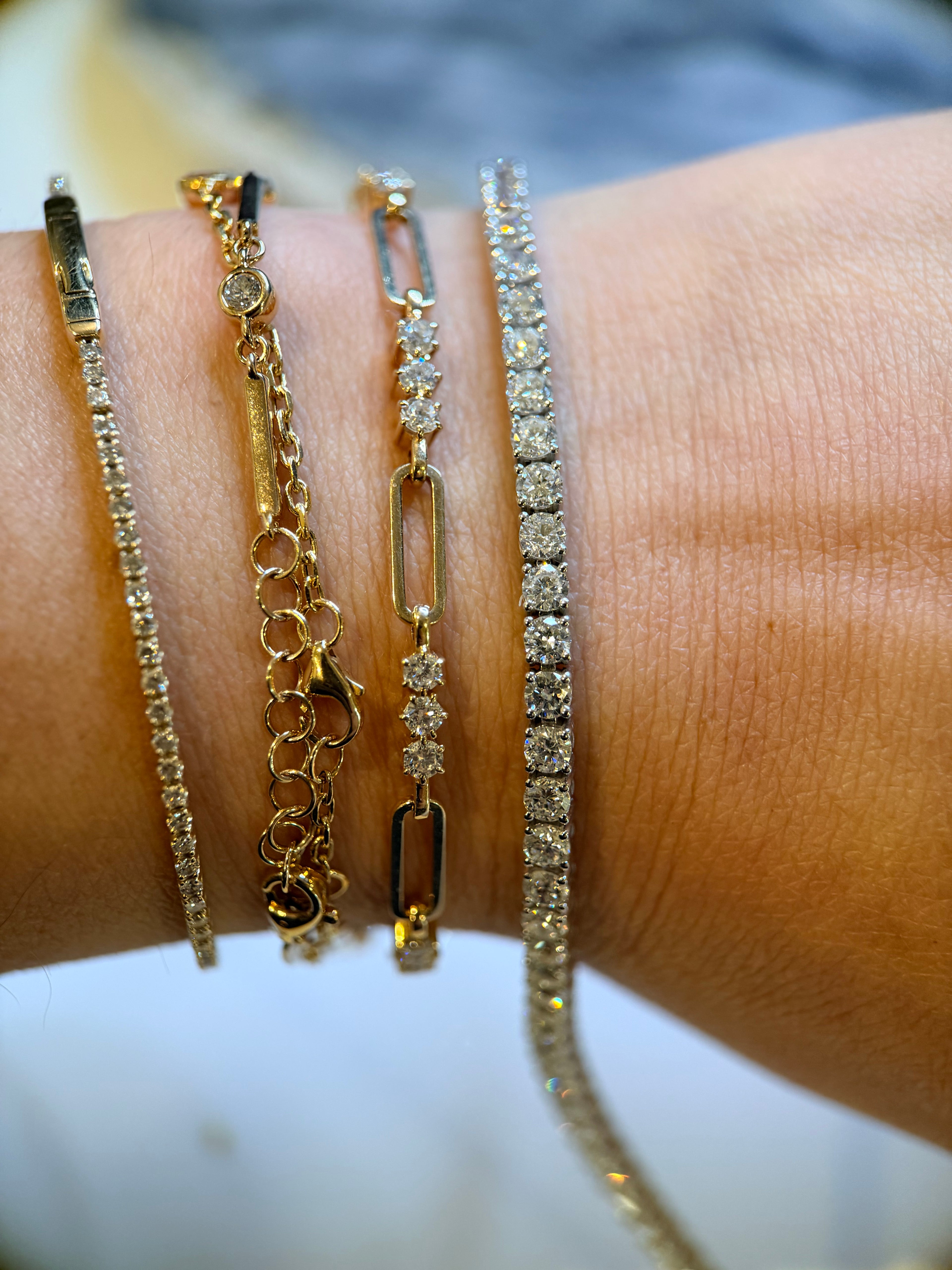 5ctw 10k White Gold Labgrown Diamond Tennis Bracelet// 7”