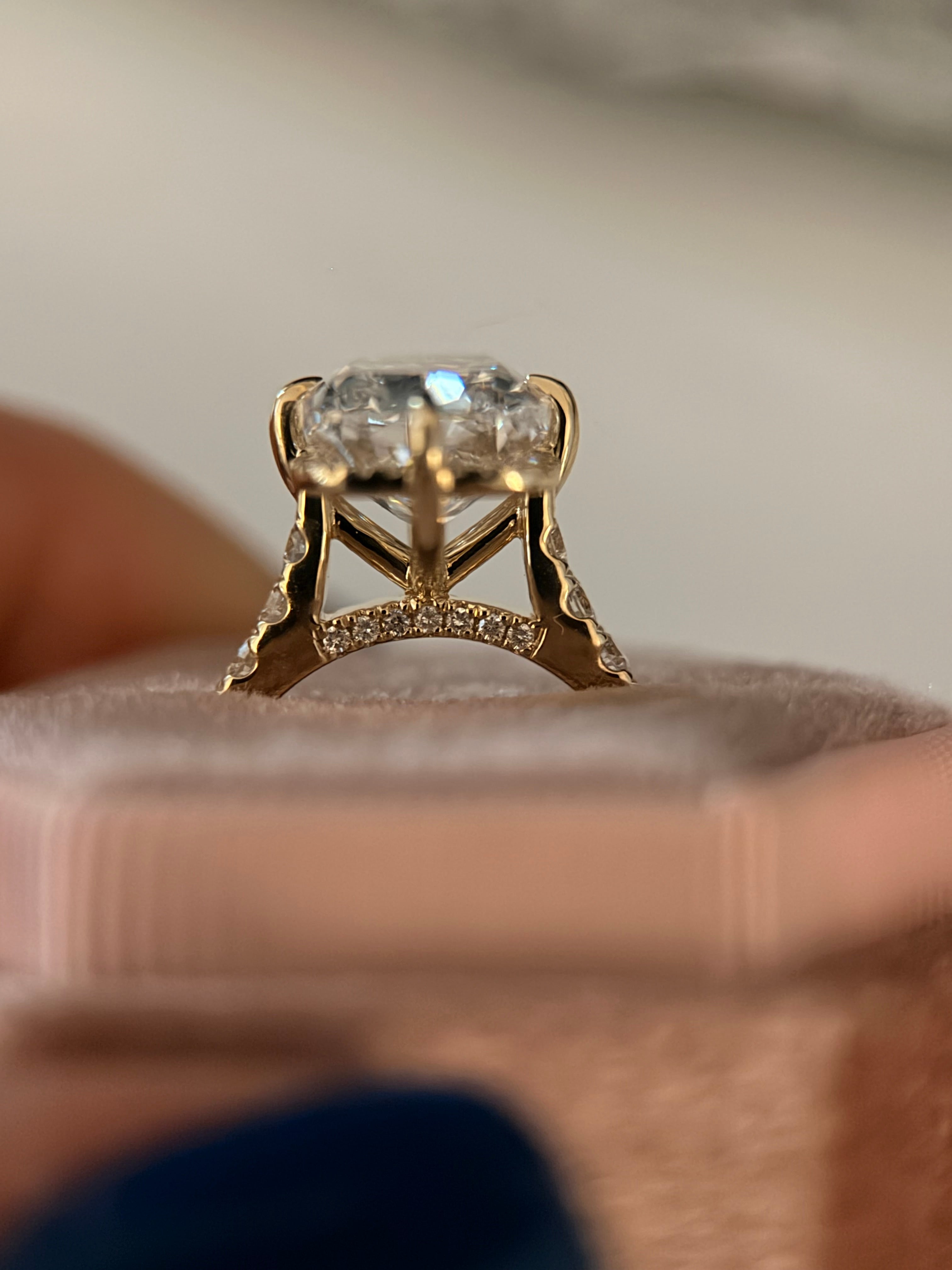 5.6 CTW Elongated Cushion Labgrown Diamond Engagement Ring