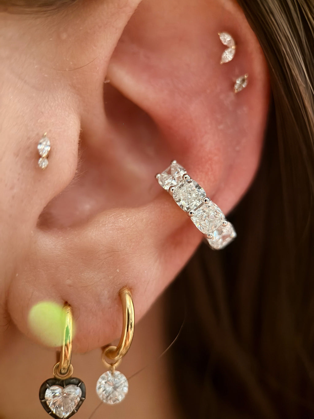 Cushion Cut Labgrown Diamond Earcuff || 14k White Gold