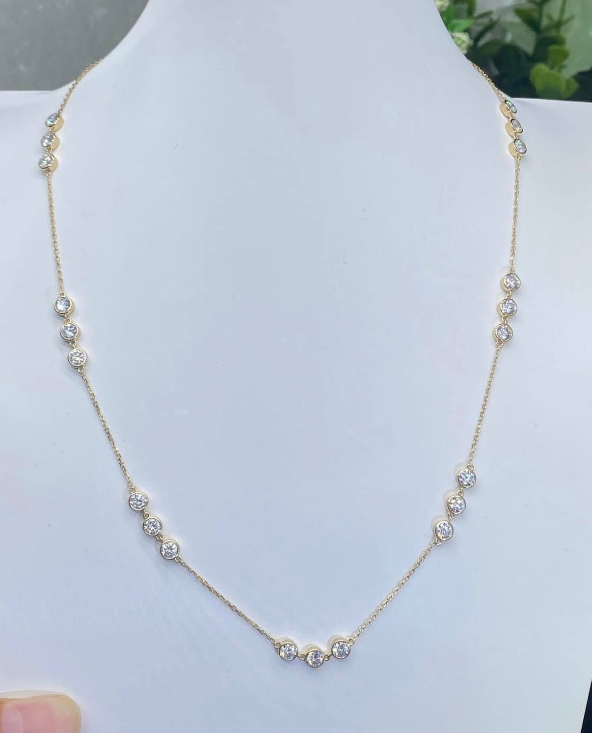 Bezel Trio Station Necklace