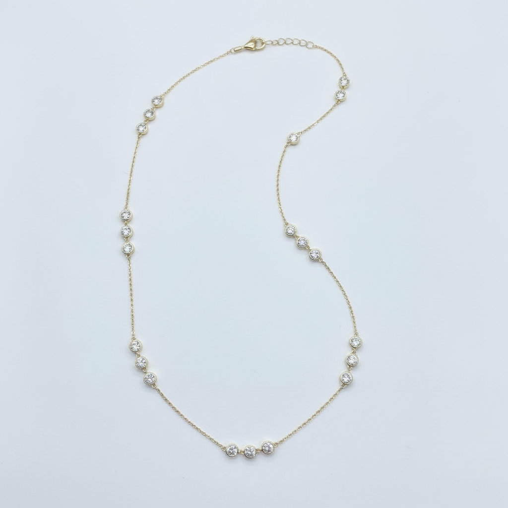 Bezel Trio Station Necklace