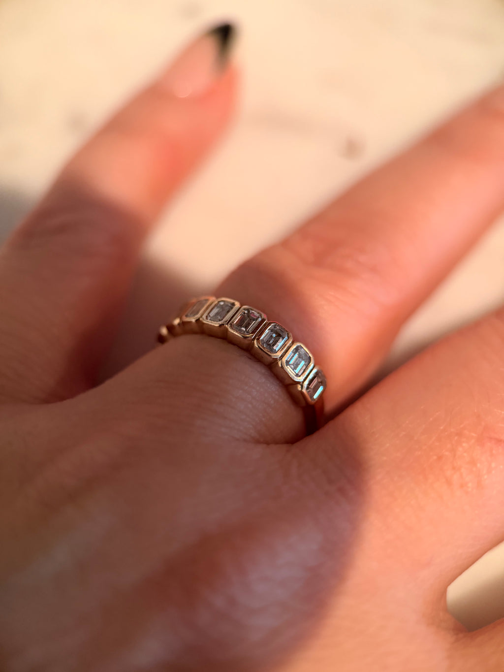 Emerald Bezel Labgrown Diamond Band