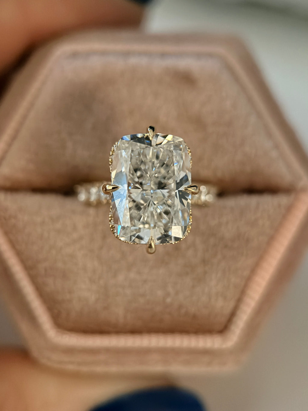 5.6 CTW Elongated Cushion Labgrown Diamond Engagement Ring