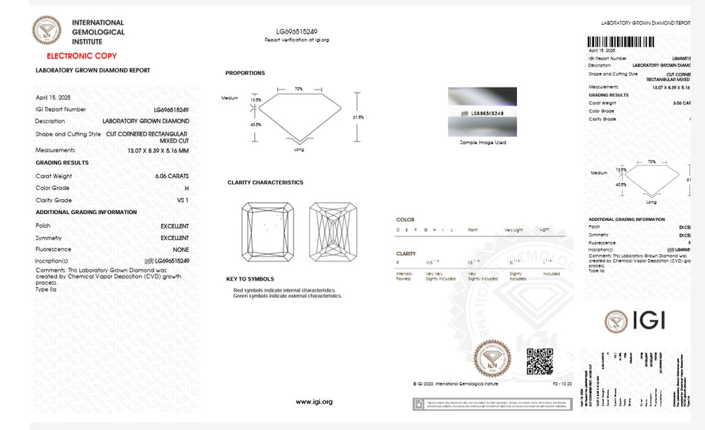 6.06 H VS1 Crisscut Igi Certified Lab-grown Diamond