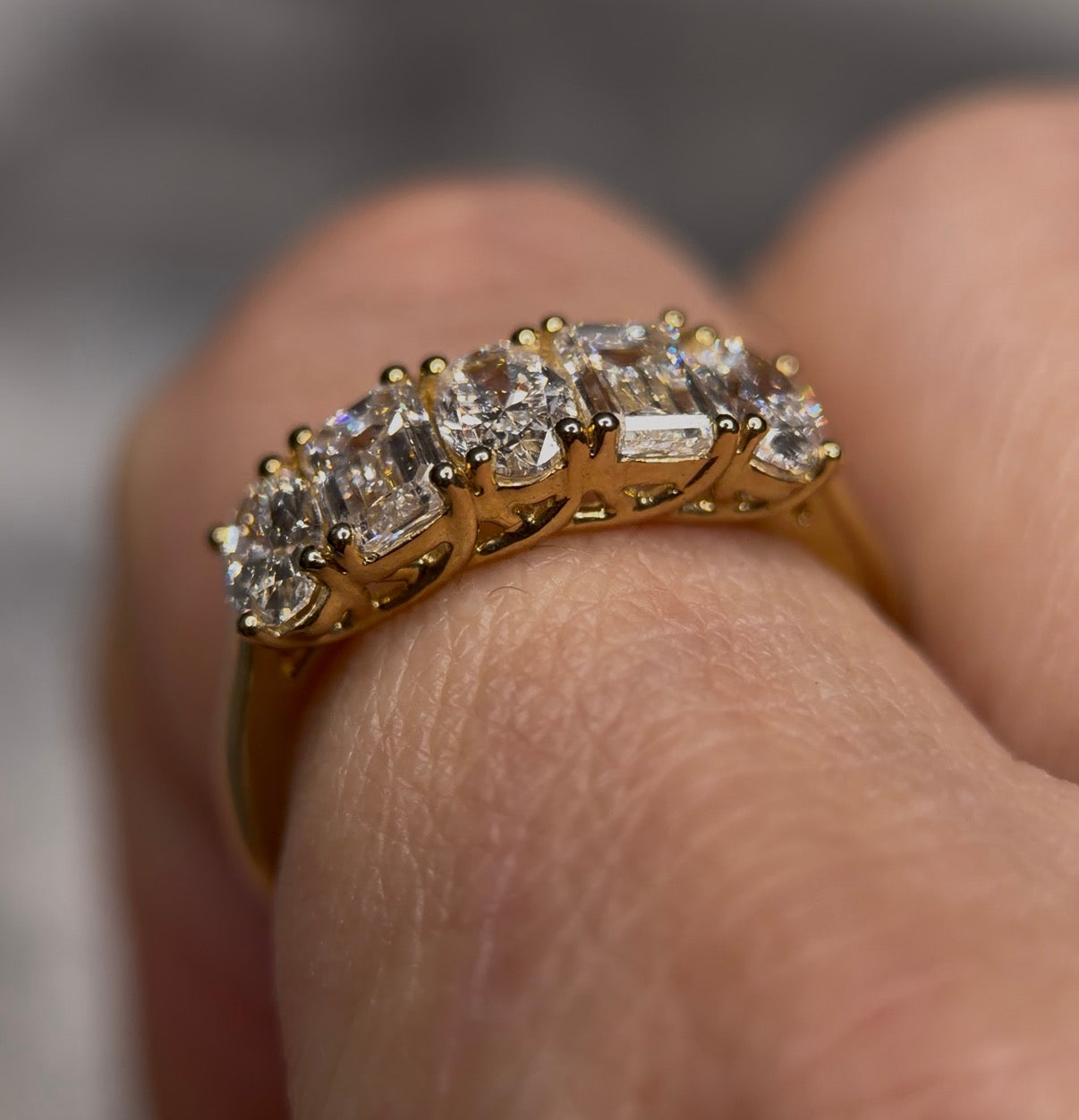 Emerald and Oval Labgrown Diamond 2ctw Band