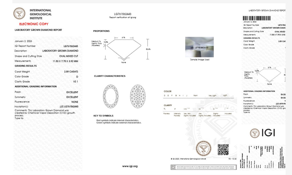 2.59ctw IGI certified Portuguese Cut Oval