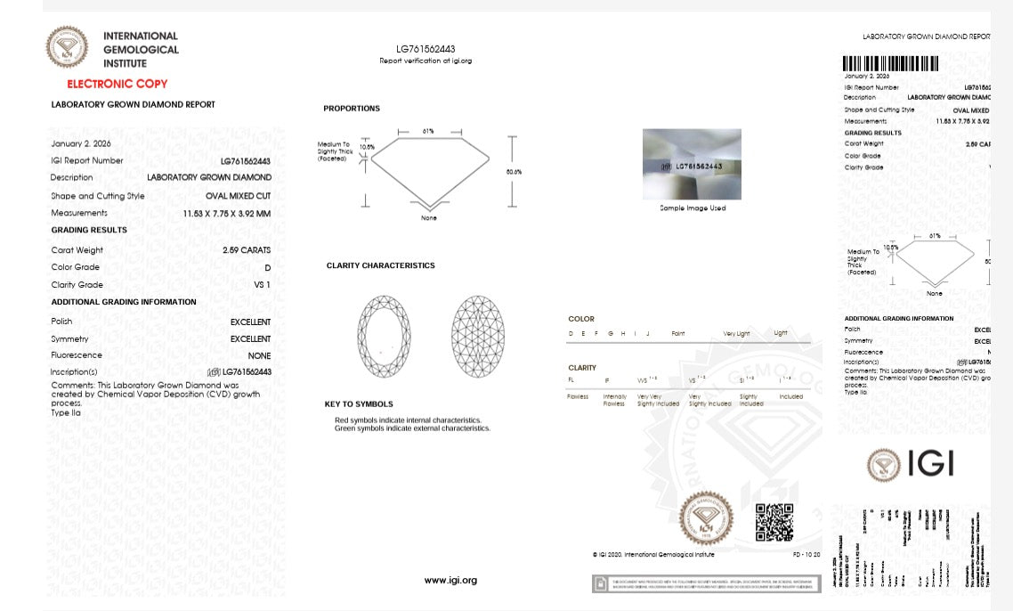 2.59ctw IGI certified Portuguese Cut Oval