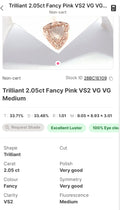2.05ct Fancy Pink Rose Cut Trillion Diamond (Non-Certified)
