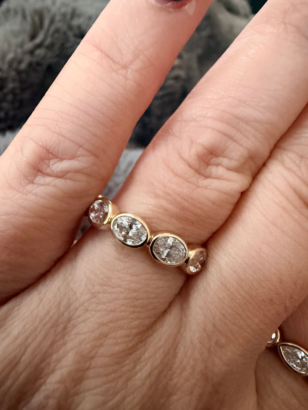 East West Oval Half Eternity Band || Lab-grown Diamonds|| Bezel Set