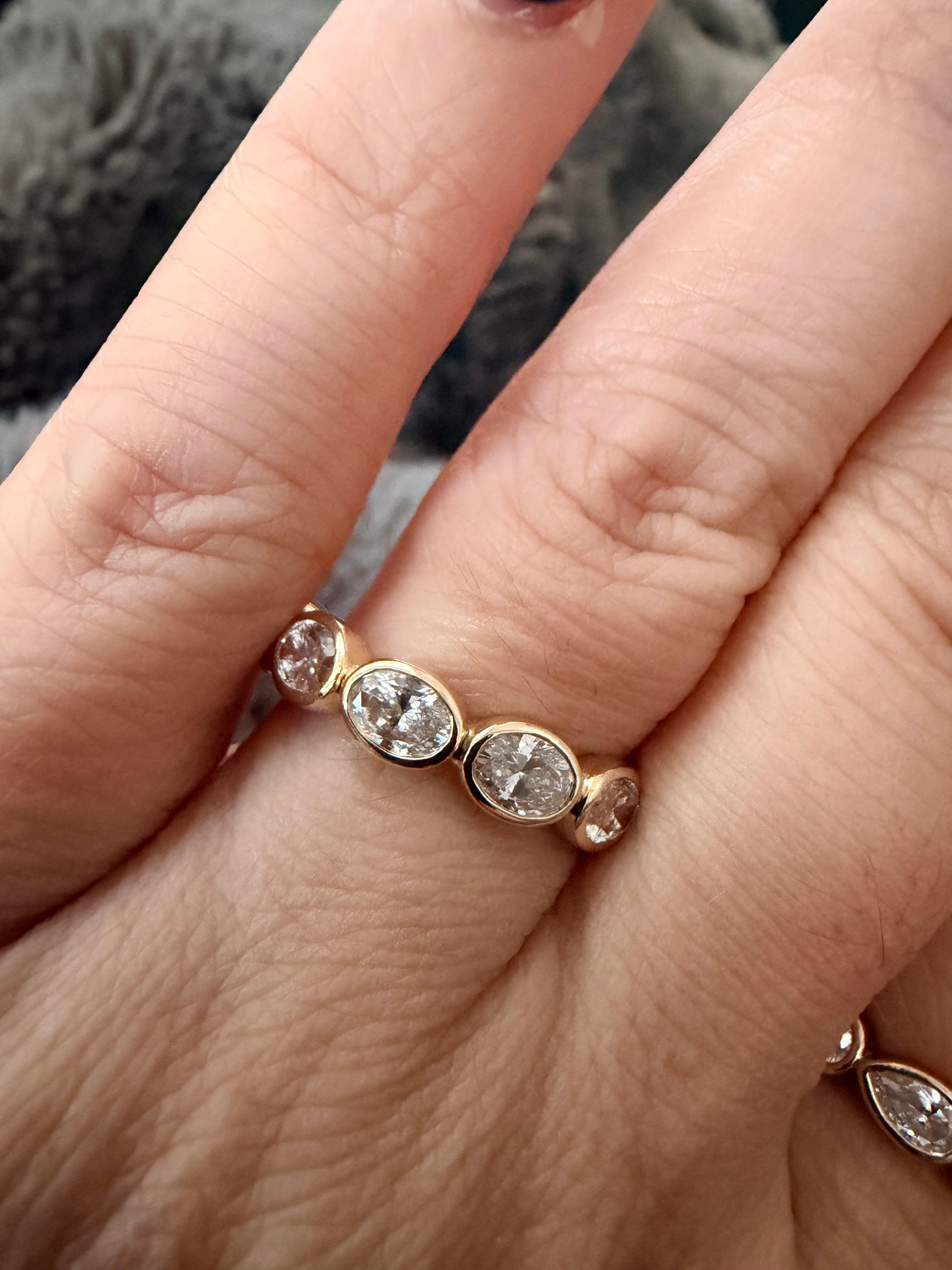 East West Oval Half Eternity Band || Lab-grown Diamonds|| Bezel Set
