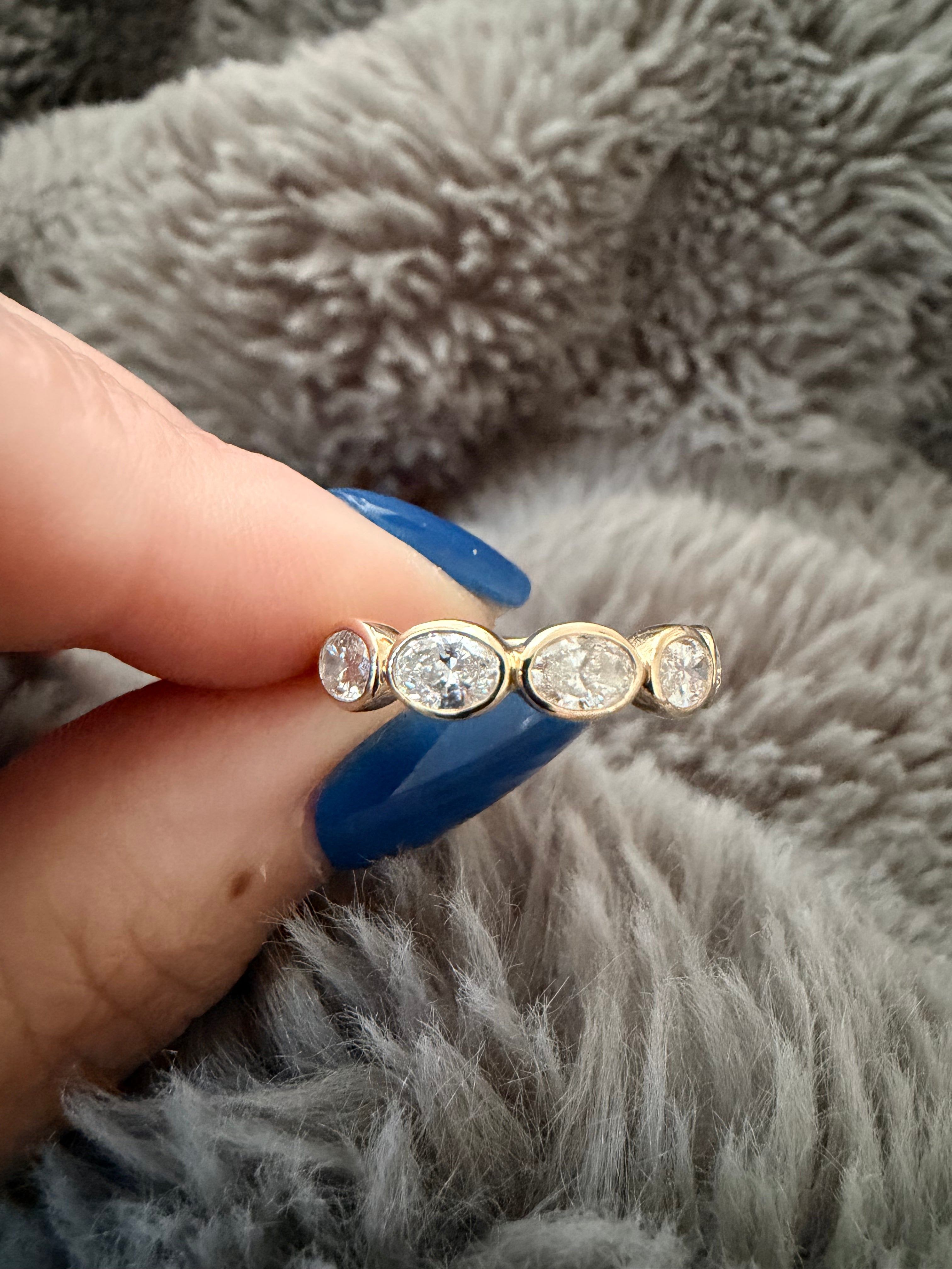 East West Oval Half Eternity Band || Lab-grown Diamonds|| Bezel Set