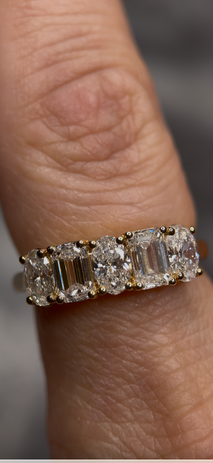 Emerald and Oval Labgrown Diamond 2ctw Band