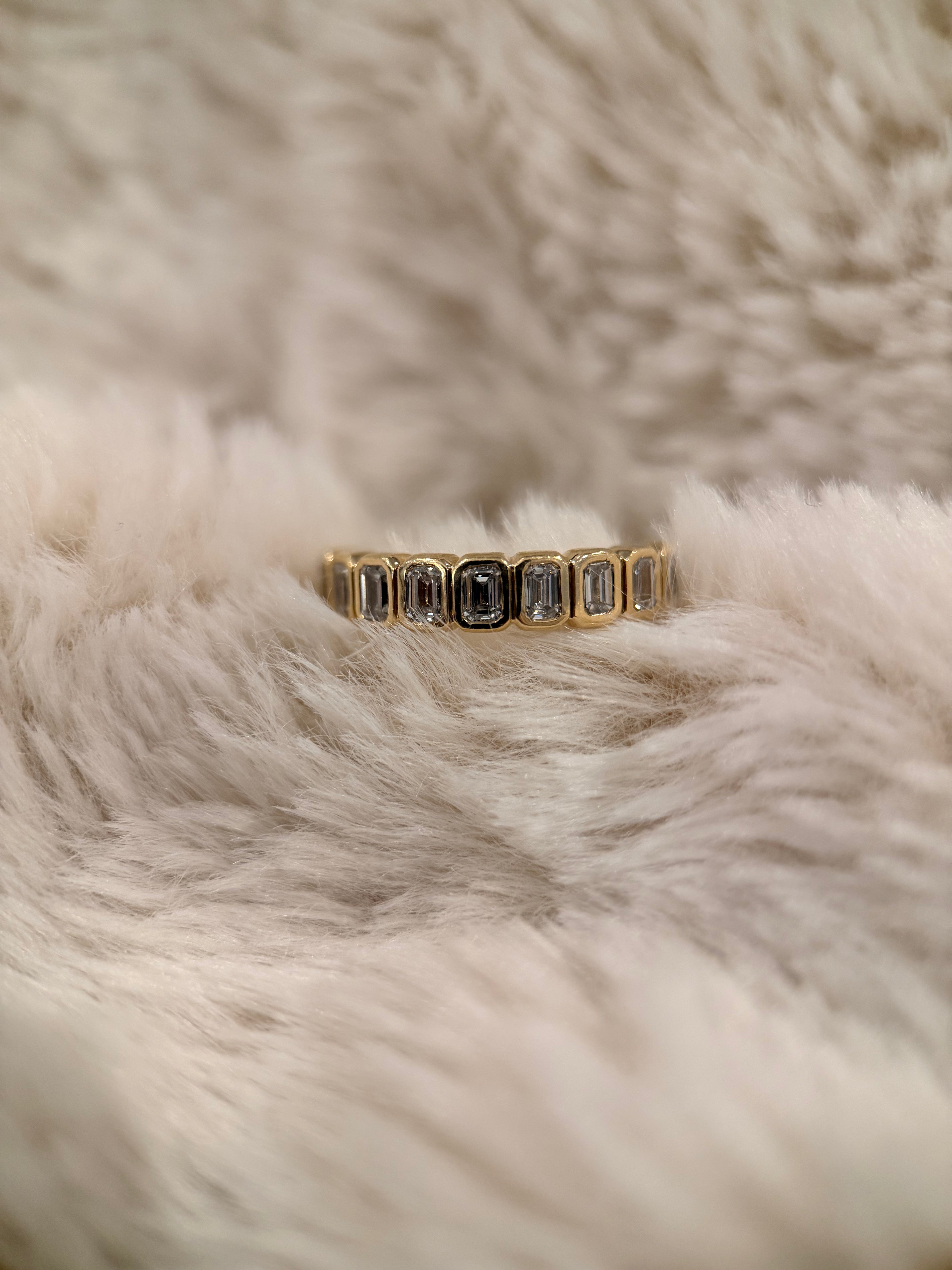 Emerald Bezel Labgrown Diamond Band