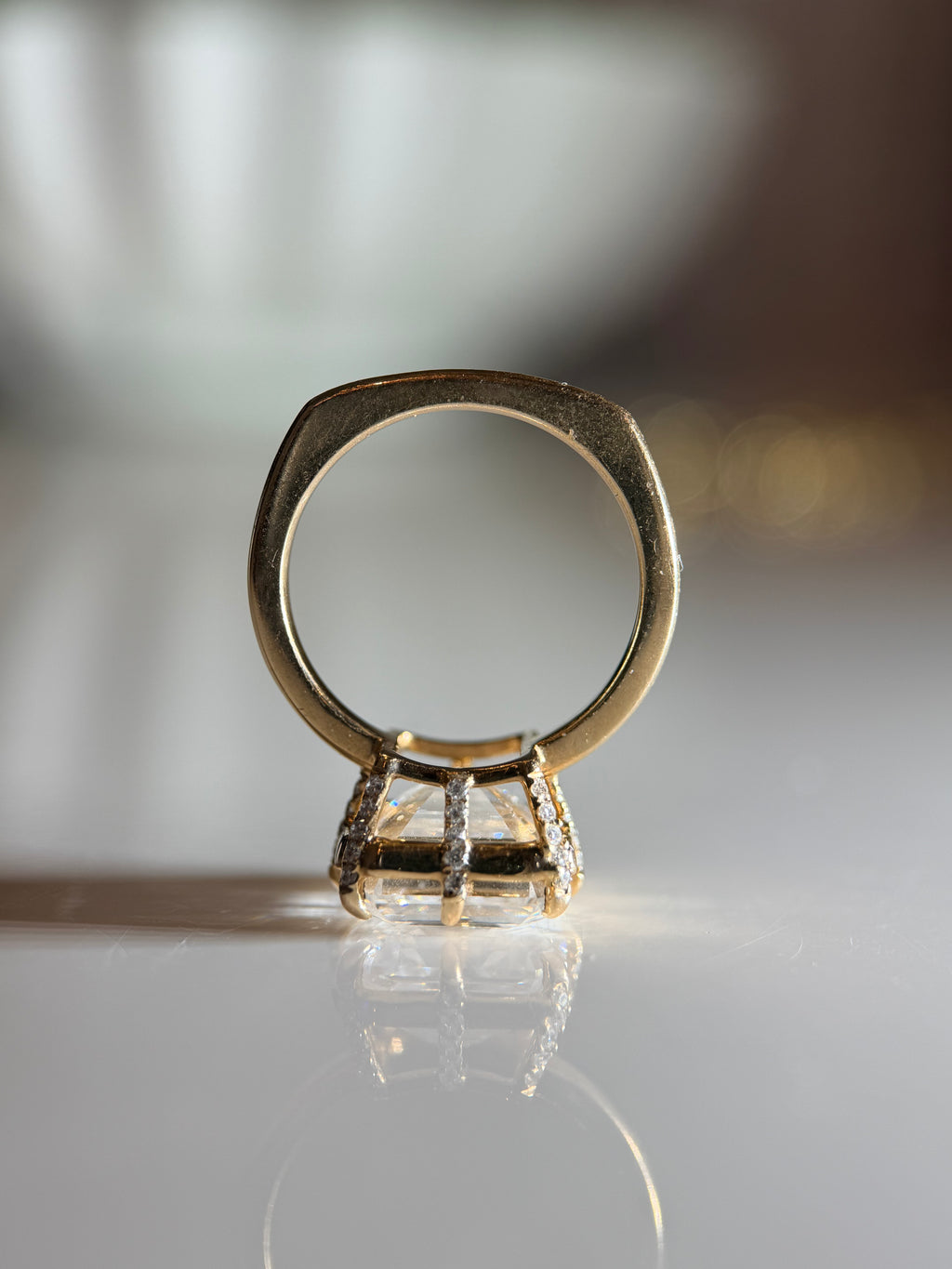 Georgian Bezel Set Engagement Ring || Pave Prongs