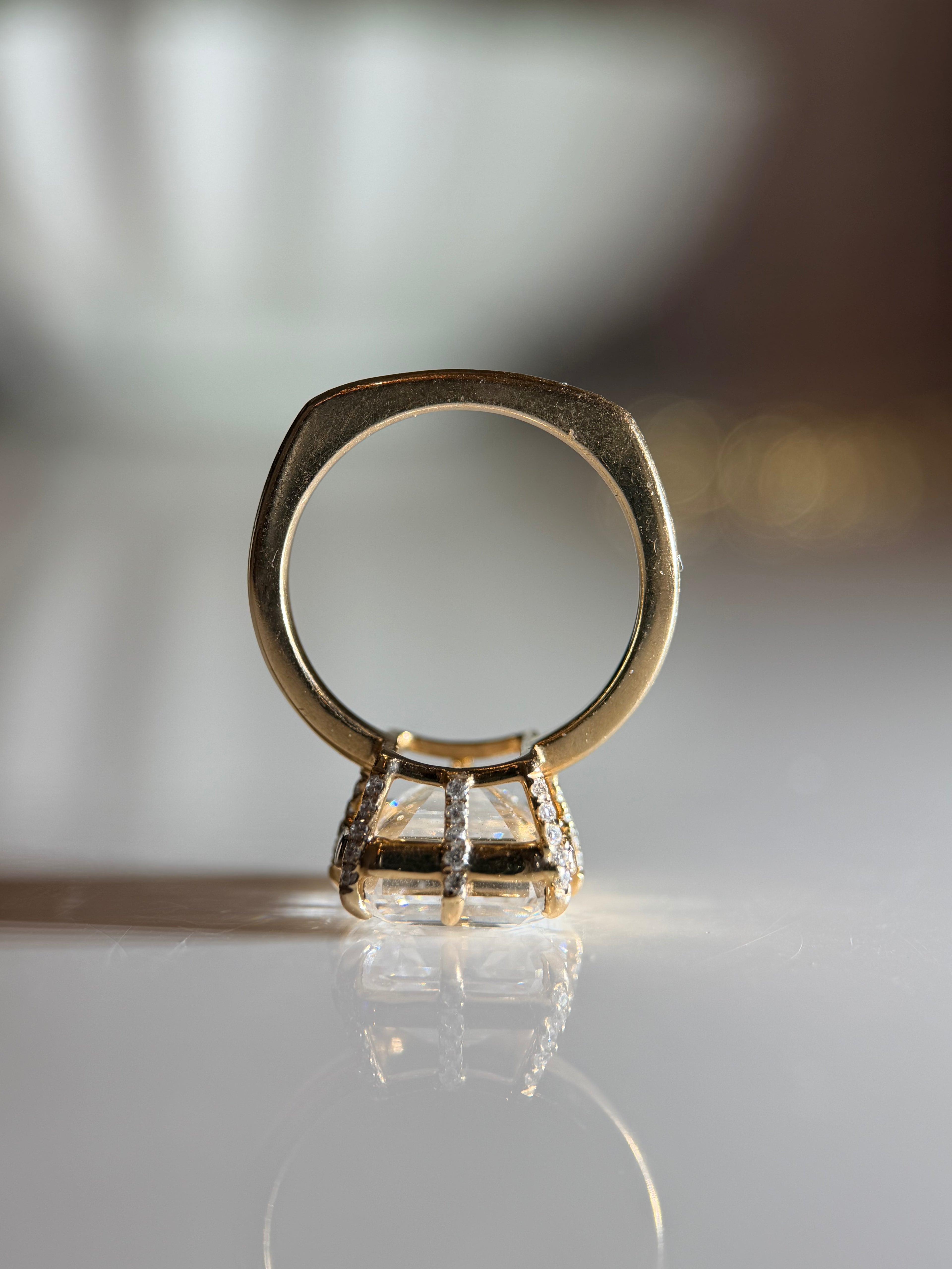Georgian Bezel Set Engagement Ring || Pave Prongs