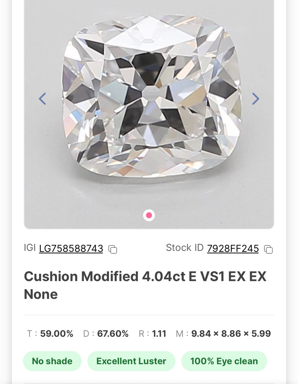 4.04 ctw Antique Cushion || IGI certified Labgrown Diamond