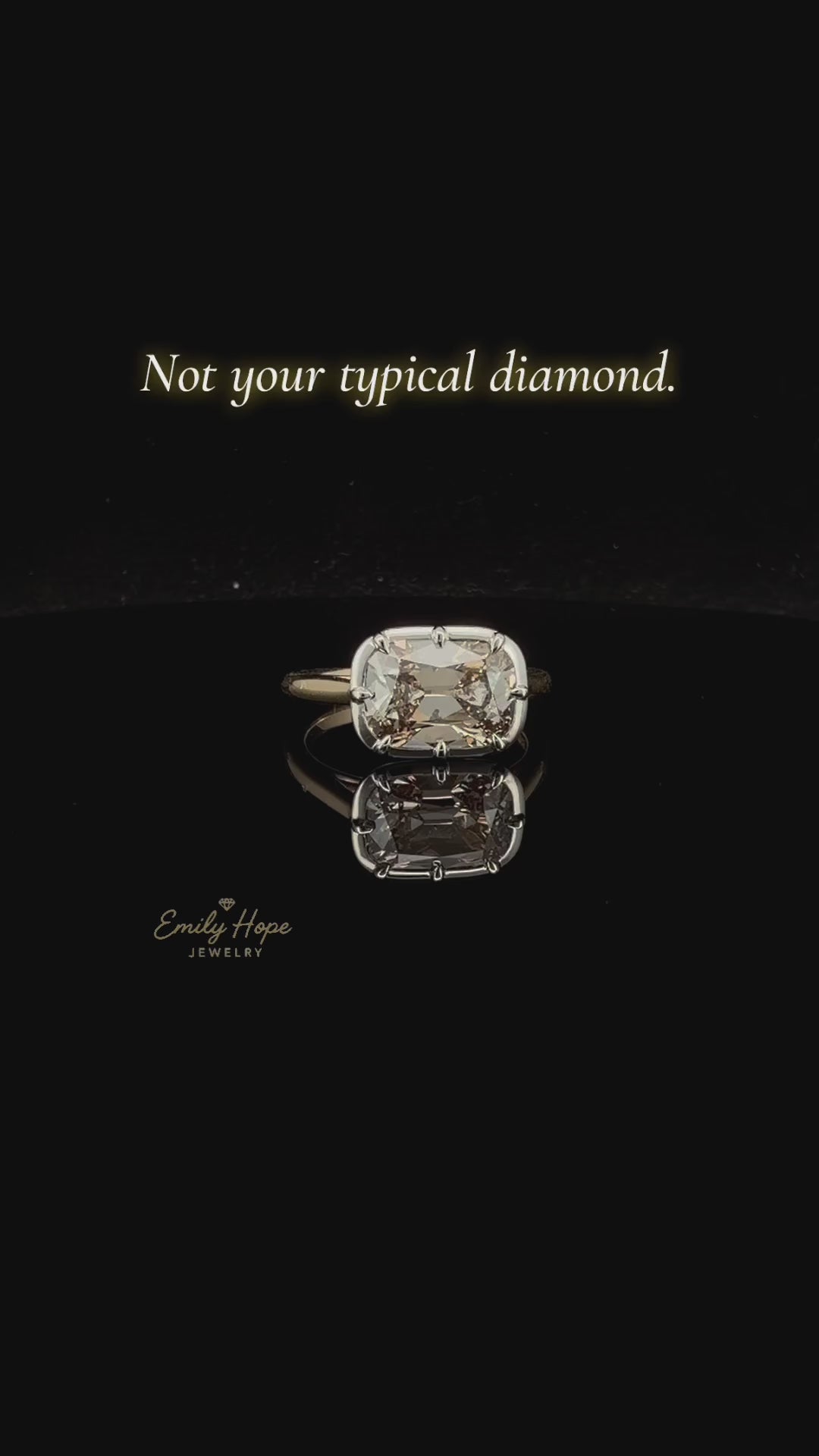 Champagne Antique Cut Labgrown Diamond East West Georgian Engagement Ring