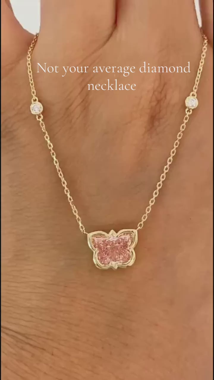 Pink Butterfly Labgrown Diamond Custom Necklace