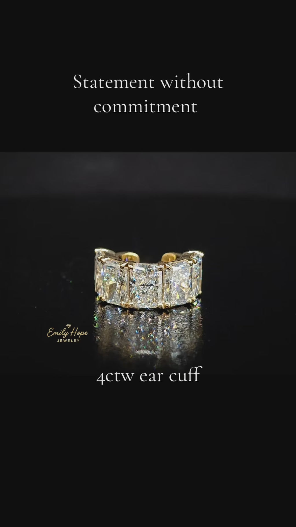 4ctw Radiant Cut Labgrown Diamond Ear Cuff