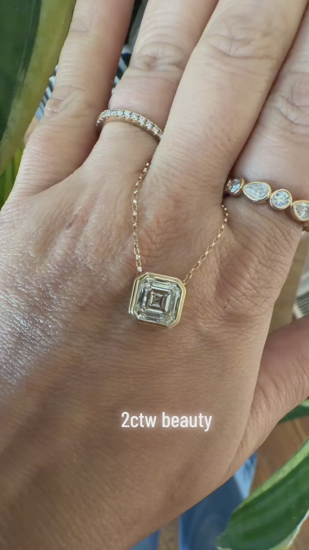 2ctw Asscher Labgrown Diamond Slider Bezel Pendant